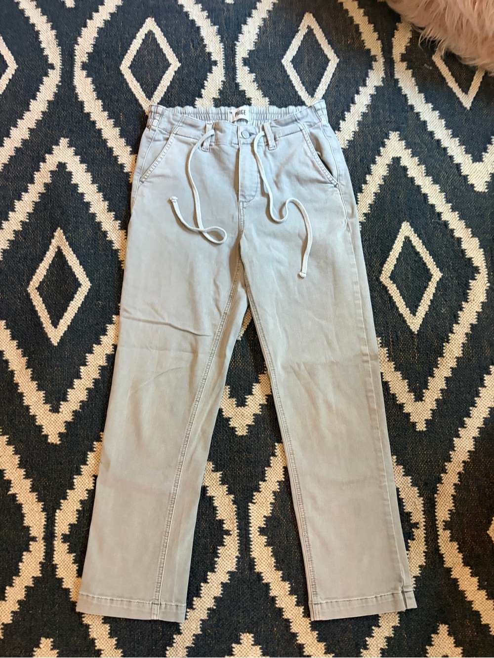 PAIGE Light Gray Elastic Waist Casual Pants